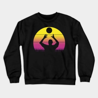 Travel back in time with beach volleyball - Retro Sunsets shirt featuring a player! Crewneck Sweatshirt